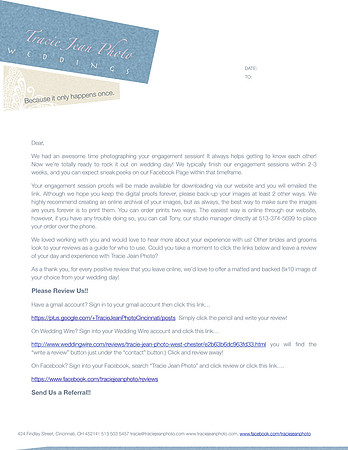 Day After Engagement Session Letter 1